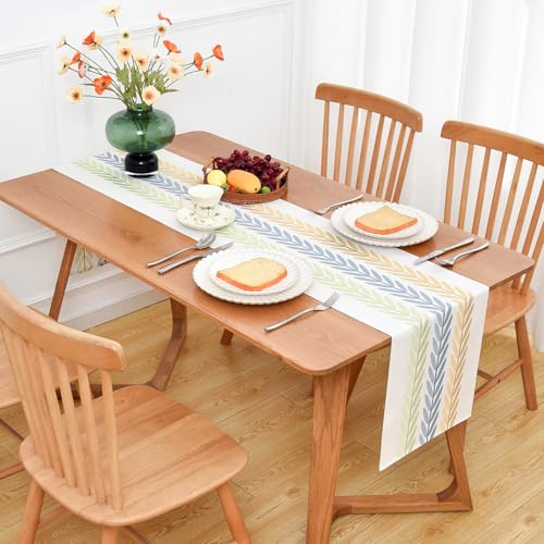 NEWISHER Rustic Farmhouse Embroidered Fall Table Runner 13x90 inch - color: Color Leaf, size: 13x90 Inch