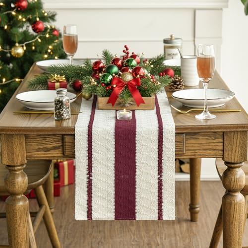 Artoid Mode Red Rustic Woven Table Runner 12x36 Inch - color: Red, size: 12" x 36", Table Runner