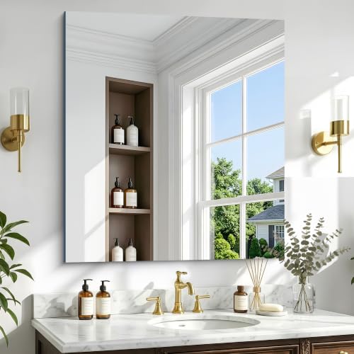 36x40 Inch Frameless Mirror, Frameless Bathroom Mirror for Over Sink - color: Frameless, size: 36"L x 40"W
