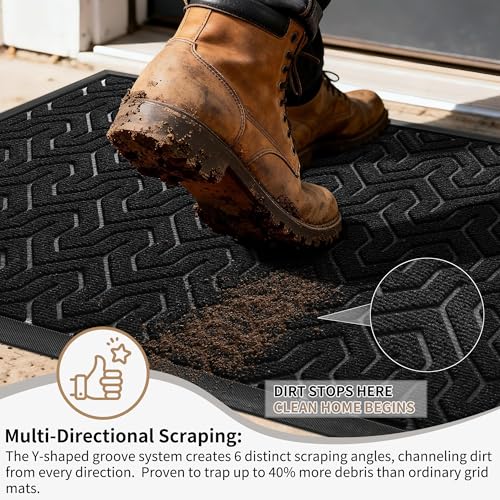 Yimobra Indoor Outdoor Mats for Front Door, Black, 29.5x17 - color: Black, size: 29.5x17 Inch