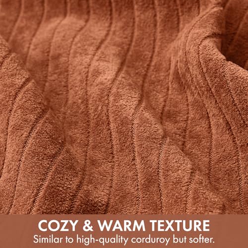 MIULEE Set of 2 Rust Textured Striped Throw Pillow Covers 20x20 Inch - color: Rust, size: 20" x 20" (Pack of 2)