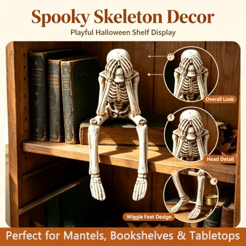 1 Pcs Halloween Skeleton Statue,Cover Eyes Evil Spooky Figurines - color: Styl 2