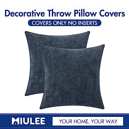 MIULEE Soft Chenille Throw Pillow Covers Dark Navy 16x16 Inch Pack of 2 - color: Dark Navy, size: 16" x 16" (Pack of 2)
