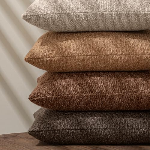 MIULEE Textured Boucle Lumbar Pillow Cover for Bed 12x20 Dark Brown - color: Dark Brown, size: 20" x 12" (Pack of 1)