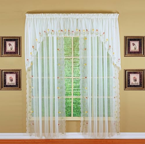 Today's Curtain,Vineyard 3-D Appliqué,Valance 14", Ecru, 60" W x 14" L - color: Ecru, size: 60"W x 14"L (Pack of 1)