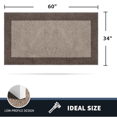 PURRUGS Dirt Trapping Indoor Door Mat, 34" x 60", Beige & Grayish Brown - color: Beige & Grayish Brown, size: 34" X 60"