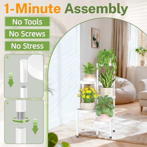 iDavosic.ly Plant Stand Indoor Outdoor, 5 Tier Metal Corner Shelf, White - color: Arctic White, size: 5 Tiers
