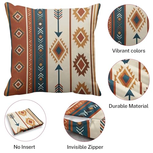 Throw Pillow Covers, Western Geometric, Set of 4, 18"x18" - color: Southwestern Geometric