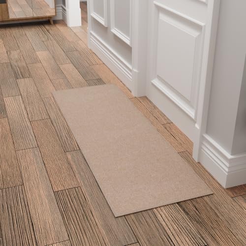 Ottomanson Door Mat Indoor Entryway Runner Rug – Non-Slip Durable Low-Pile Runner with Stain-Resistant Surface, 20" x 59", Beige - color: Beige
