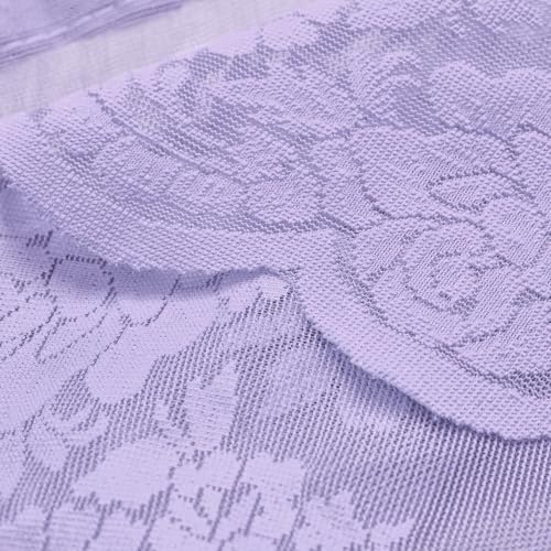 Kotile Light Purple Sheer Lace Valance for Windows W52 x L18 Inch 1 Panel - color: Lavender/Light Purple