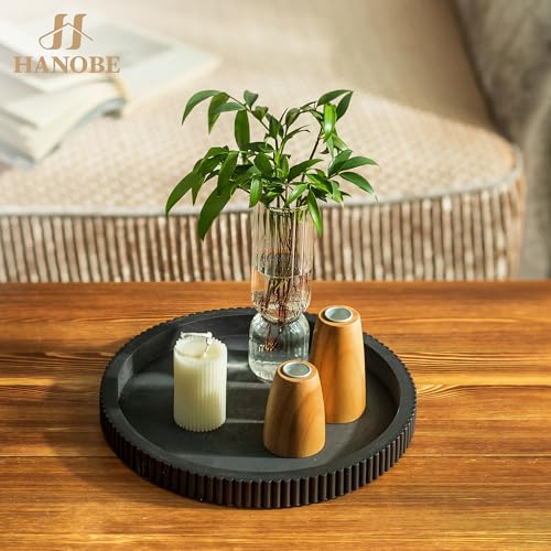 Hanobe Black Decorative Coffee Table Tray, Scalloped Edge - color: Black
