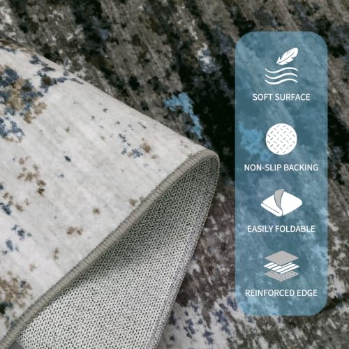 GarveeHome Modern Abstract Runner Rug 2.5x8 Hallway Rug Gray Brown - color: Natura/Land, size: 2.5' x 8'