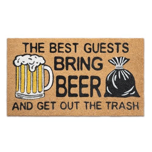 Funny Coir Door Mats Outside and Inside, Beer, 17 x 30 in - color: Beer