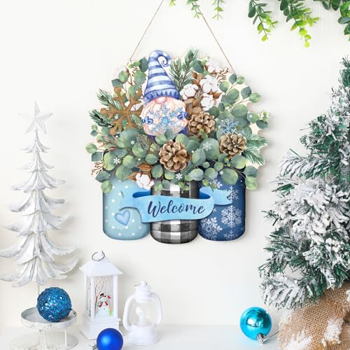 Christmas Decor Wreath for Front Door Xmas Door Sign, Snowflake - style: Snowflake