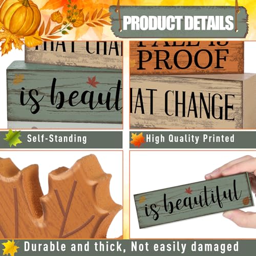 Lineshading 4 Pcs Fall Decoration For Home Wooden Maple Leaf Stacked Decor - style: Maple Leaf