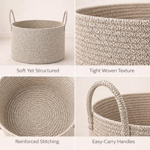 Big Gift Basket Empty Kit, Large Woven Rope Storage Basket, Beige - color: Natural Brown, size: Large
