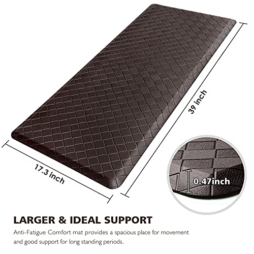 HappyTrends Kitchen Mat Cushioned Anti-Fatigue Kitchen Rug,17.3"x39",Thick Waterproof Non-Slip Kitchen Mats and Rugs Heavy Duty Ergonomic Comfort Rug for Kitchen,Floor,Office,Laundry,Chocolate - color: Chocolate, size: 39"L x 17.3"W x 0.5"Th