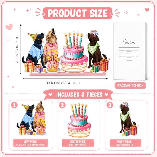 Smile Birthday Wooden Standing Decor Dog Party Cake Tiered Tray - style: Birthday