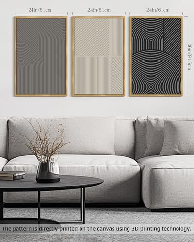 Drsoum Minimalist Abstract Wall Art Framed Modern Boho Neutral Line Wall Decor Mid Century Geometric Artwork Bedroom Living Room 24x36in Natural Framed - color: Tree Rings, size: 36L" x 24W", Natural Framed
