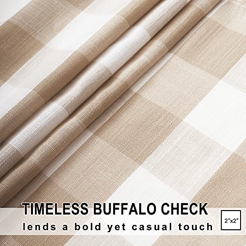 Taupe White Check Kitchen Tier Curtains for Basement Laundry 27x36 2pcs - color: Taupe and White, size: 24"W x 36"L (Pack of 2)