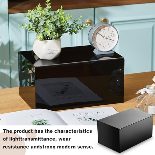 Chunful Black Acrylic Display Box Riser, 12"L X 7.75"W X 6"H Pedestal Stand - size: 12" L X 7.75" W X 6" H