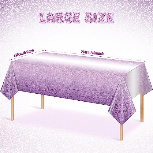 FunnyPars 3 Pack Ombre Purple Plastic Tablecloth for Parties, Gradient Pastel Disposable Rectangle Table Cover, Wedding Birthday Anniversary Decor, 54x108 Inch - color: Purple, size: 108" x 54" (3 Pack)