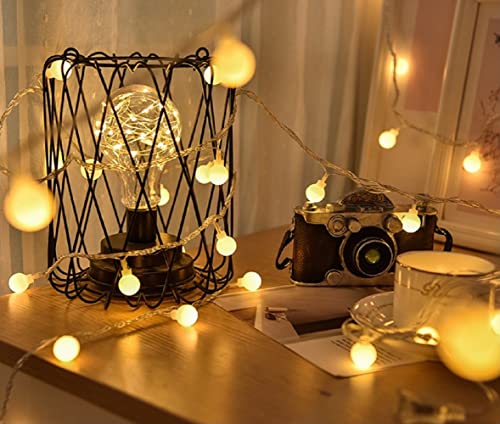 Globe String Lights 20ft 40 LED USB Powered Warm White Fairy Lights for Birthday Party Wedding Christmas and Home Decoration. - color: Warm White 20ft 40 LED