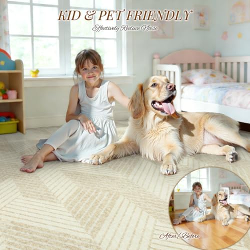 MXSANYOO Area Rugs 8x10 for Living Room, Washable Geometric Beige Carpet - color: Beige, size: 8' x 10' (Rectangular)