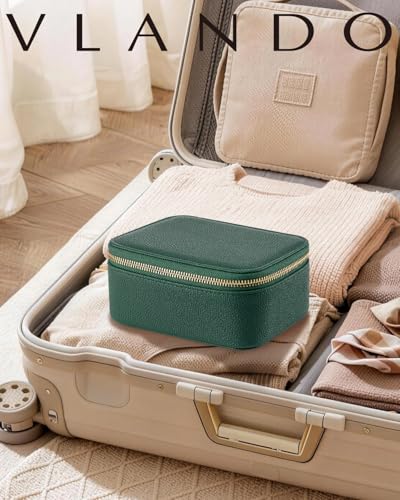 VLANDO Jewelry Travel Case with Clear 8 Velvet Bags,Green - color: 8PCS-Green