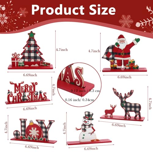 Blosssound 6 Pcs Christmas Wooden Centerpieces 3D Table Decorations
