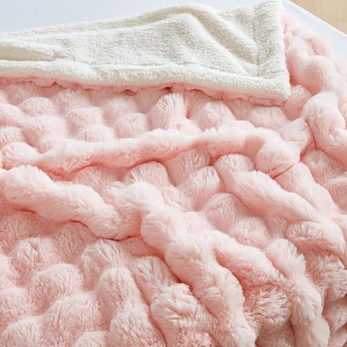 50"x60" Ultra-Soft Fuzzy Faux Fur Throw Blanket, Bubble Pink - color: Bubble Pink, size: Throw (50" x 60")