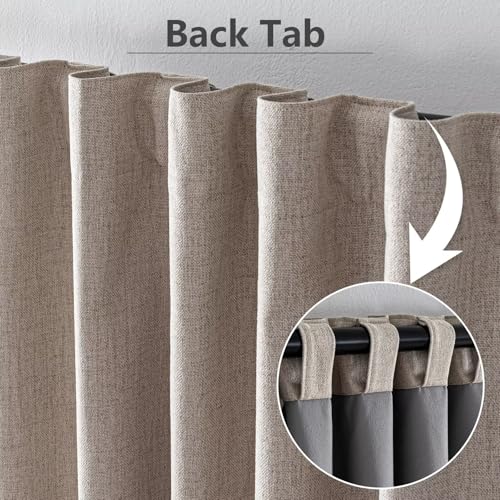 100% Blackout Curtains 84 inch Length Faux Linen (W52 x L84, Beige) - color: Beige, size: 52"W x 84"L (Pack of 2)