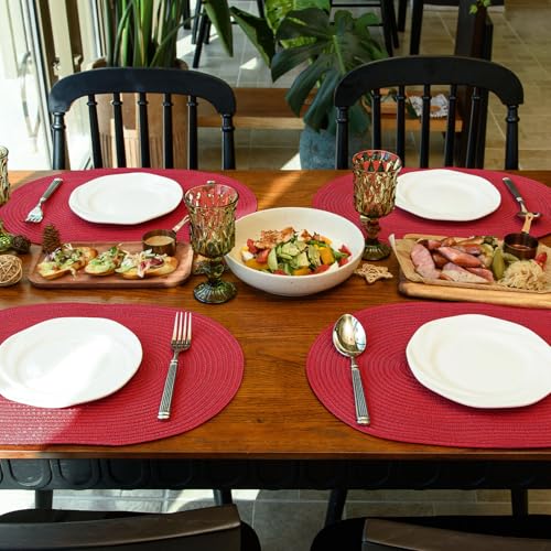Placemats Set of 8, Woven Oval Braided Dining Table Mats(Red) - color: Red, size: 8 pcs