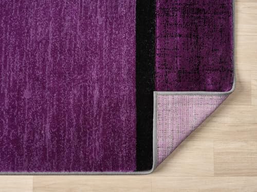 Modern 5x7 Purple Geometric Living Room Rug - Area Rugs for Living Room Dining & Bedroom - Hand Carved Runner Carpet - Durable Polyester - Non-Fade Stain-Resistant - Turkish Made - color: Purple, size: 5' x 7' (Rectangular)