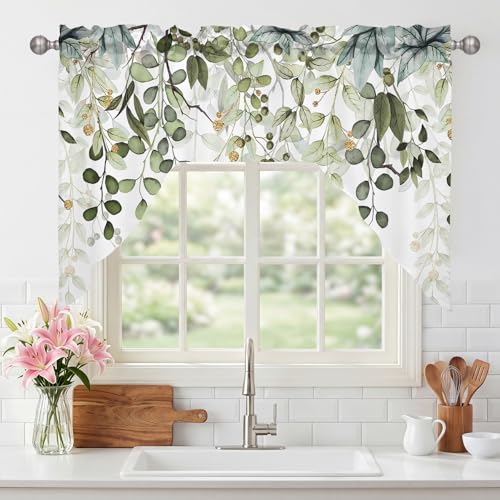 Sage Green Eucalyptus Leaves Swag Curtains 1 Panel, 56x36 in - color: Eucalyptus Leaves-green, size: 56"W x 36"L (Pack of 1)