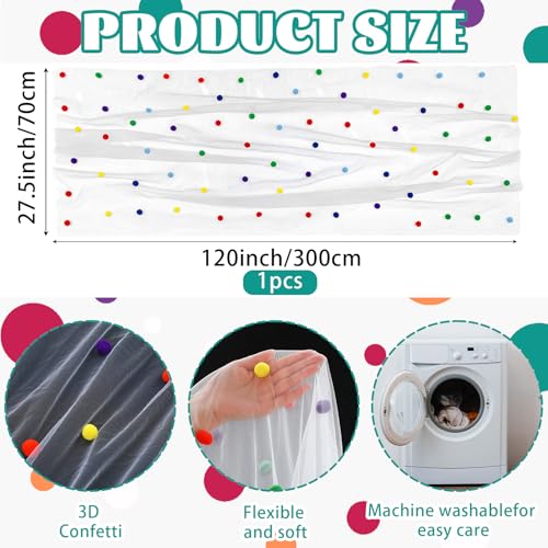 Moukeren 1 Pc 27.5 x 120 Inch Birthday Tulle Table Runner, Rainbow Colors - color: Rainbow Colors