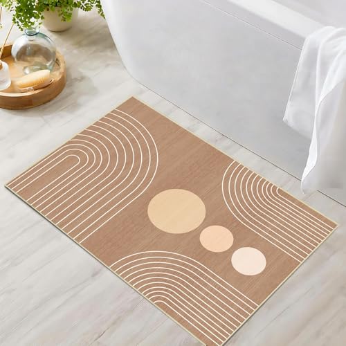Boho 2x3 Entryway Rug Modern Geometric Abstract Rug Brown Door Mat Washable - color: Camel Brown, size: 3' x 2' (Rectangular)