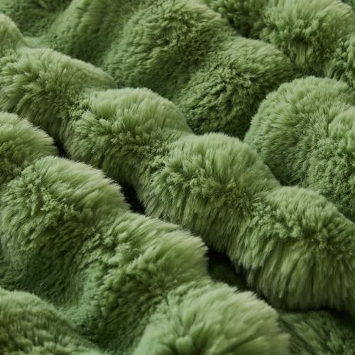 COOVA Soft Bubble Faux Fur Throw Blanket, 60"x80", Light Green - color: Light Green, size: 60“x80”