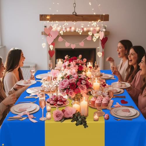 Smiry Disposable Rectangle Plastic 54 x 108 Inch Table Cloth 3 Pack - color: Blue and Gold