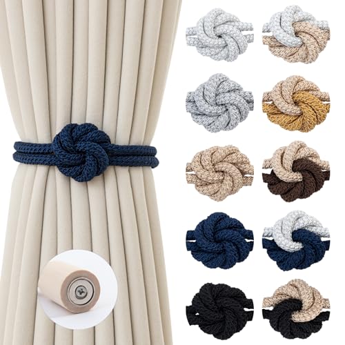 Magnetic Curtain Tiebacks Holdbacks Rope Curtain Tie Backs Outdoor Contoeey - color: Navy