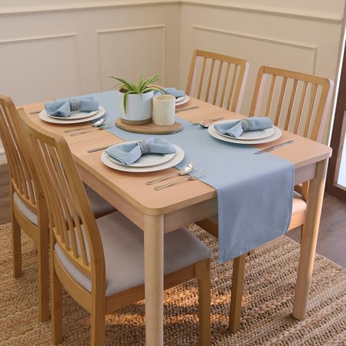 Encasa XO Table Runner, Cotton Canvas Dining Runner 13"x72" - color: B Grey, size: 13x72 in