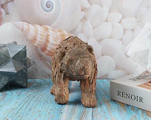 Hymmah Brown Bear Statue Home Decor Statue Rustic Home Decorations for Living Room, Boho Sculpture Resin Animal Collectible Figurines for Indoor Decor (B-Brown) - style: brown bear