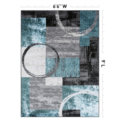 Rugshop Circle Design Contemporary Fade-Resistant Area Rug Gray 6'6" x 9' - color: Grey, size: 6'6" x 9' (Rectangular)