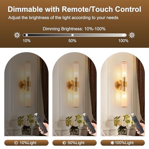Gold Battery Operated Wall Sconces 1 Pack, Dimmable Rechargeable Sconce - color: Brushed Gold(1 Pack)