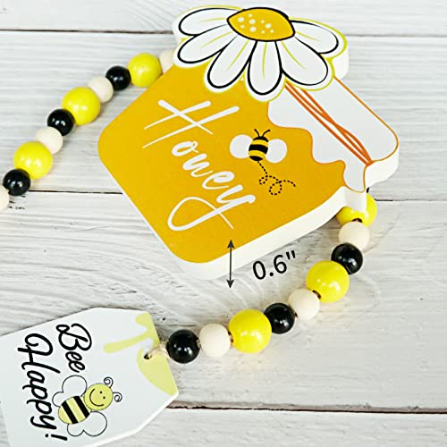 Bee Tiered Tray Decor Set, 6 Pcs Summer Farmhouse Decor with Gnome, Bee Hive, Sunflower Wood Signs & Garland, Rustic Countertop Kitchen Coffee Bar Decorations - style: Bee
