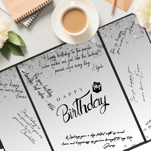 Crenics Black and White Birthday Guest Signature Book Alternative 18" x 12" - color: Black