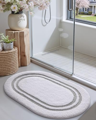 DEXI Oval Bath Mats for Bathroom Non Slip, 43x24 Bath Mat, Light Grey - color: Light Grey, size: 43" X 24" (Oval)