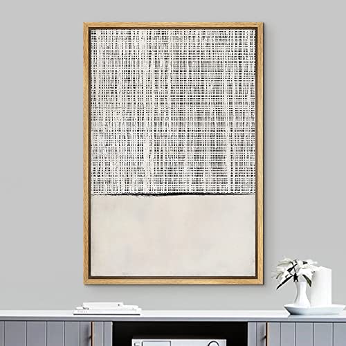 IDEA4WALL Framed Canvas Print Wall Art Retro Black White Geometric Grid Color Blocks Abstract Shapes Illustrations Modern Decorative Contemporary for Living Room, Bedroom, Office - 24"x36" Natural - color: A01-2204-m22, size: 36"L x 24"W
