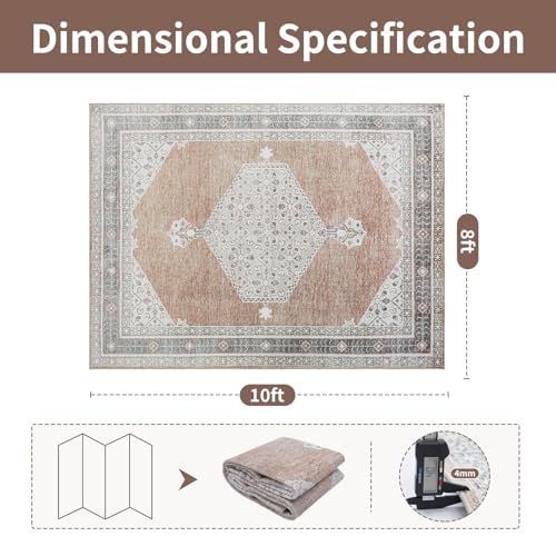 Washable Rugs 8x10 Area Rugs for Living Room,Bedroom,Dining Room,Nursery - color: Gray-orange-black-green, size: 8' x 10' (Rectangular)