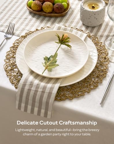 Round Bohemian Woven Paper Placemats Set of 12, Coffee - color: Coffee, size: Set of 12